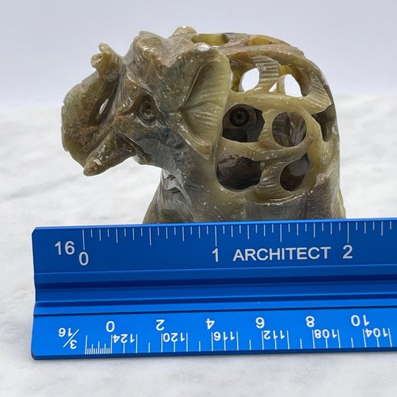 Hand Carved Soapstone Elephant Mother with Baby Inside Vintage - Picture 8 of 10